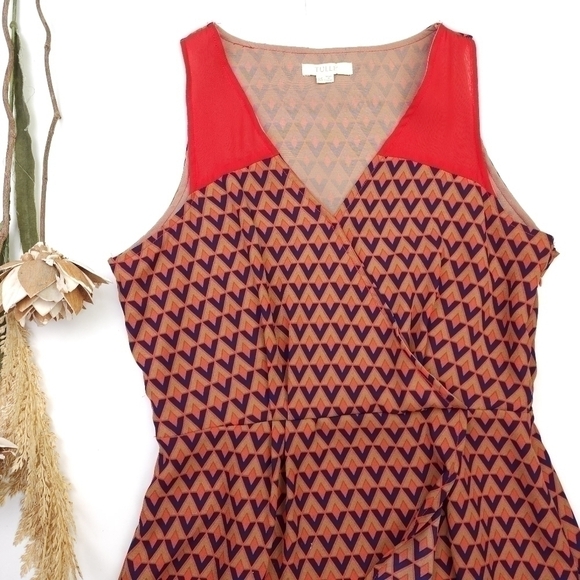 Tulle Coral Blue Patterned Sleeveless Dress Sz Xs - Picture 13 of 13